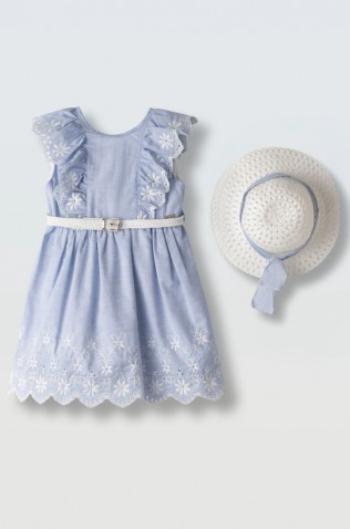 Σετ Φόρεμα με καπέλο για μικρά κορίτσια EBITA 266208 γαλάζιο
