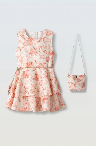 Φόρεμα  για μικρά κορίτσια EBITA 266209 εκρού-κόκκινο