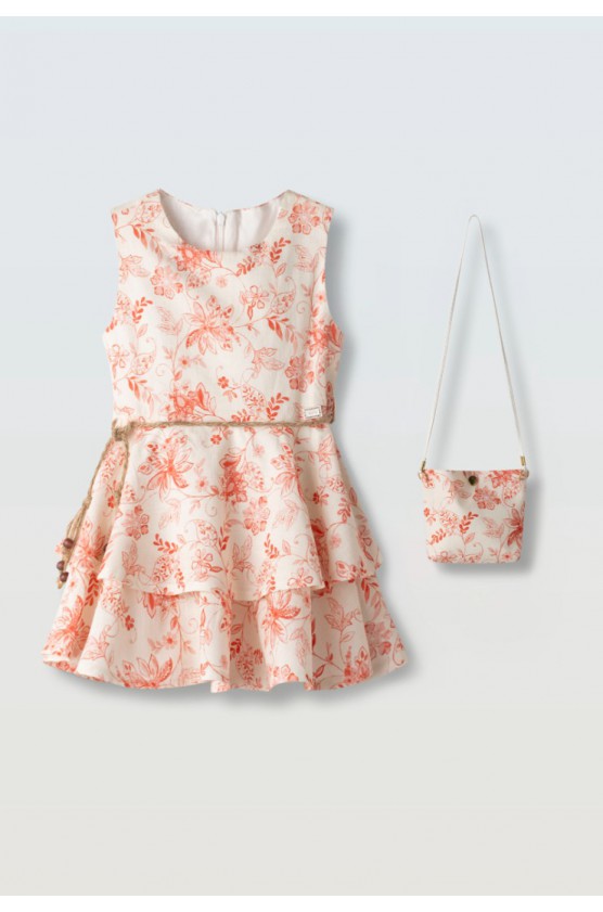 Φόρεμα  για μικρά κορίτσια EBITA 266209 εκρού-κόκκινο