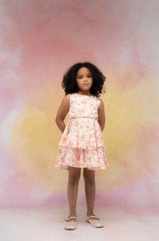 Φόρεμα  για μικρά κορίτσια EBITA 266209 εκρού-κόκκινο