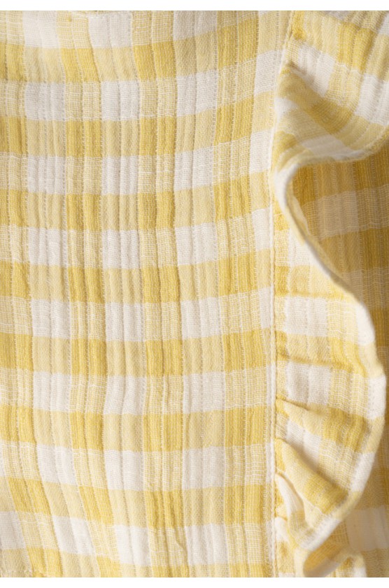 Σετ μπλούζα αμάνικη με τζιν σορτς για μικρά κορίτσια EBITA 266212 λευκό-κίτρινο