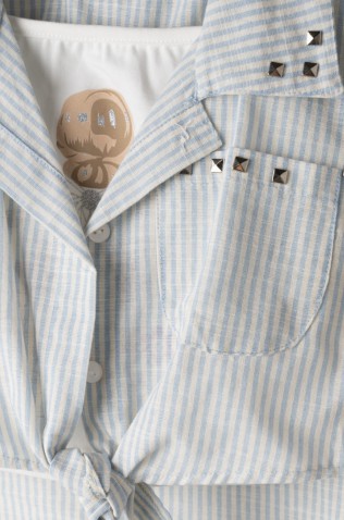 Σετ μπλούζα ,πουκάμισο και σορτσάκι για μικρά κορίτσια EBITA 266217 λευκό