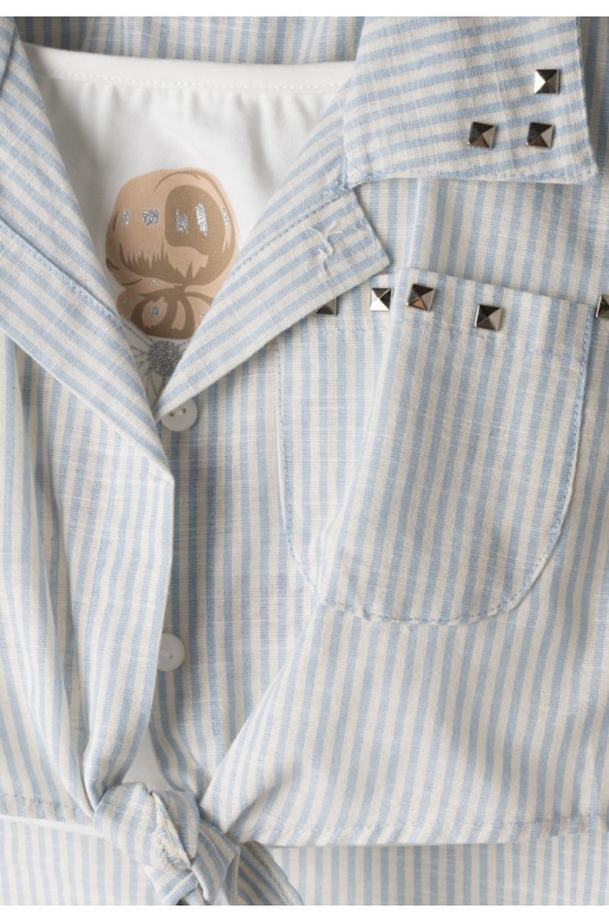 Σετ μπλούζα ,πουκάμισο και σορτσάκι για μικρά κορίτσια EBITA 266217 λευκό