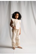 Σετ μπλούζα  με παντελόνα και τσαντάκι για κορίτσια EBITA 266223 εκρού