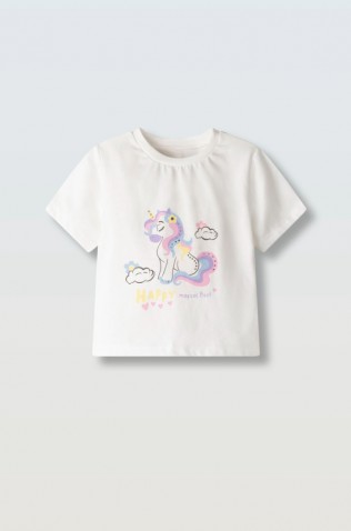 Μπλούζα  κοντομάνικη για μικρά κορίτσια EBITA 266229 Κρεμ