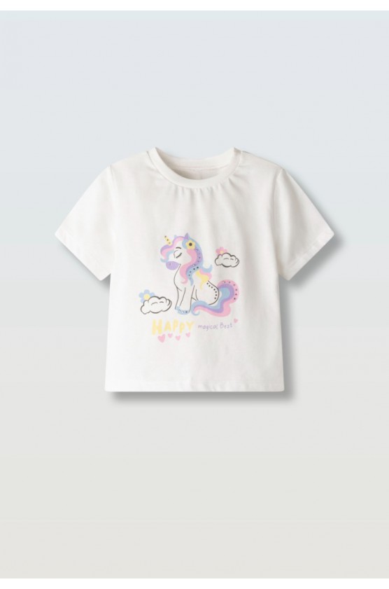 Μπλούζα  κοντομάνικη για μικρά κορίτσια EBITA 266229 Κρεμ