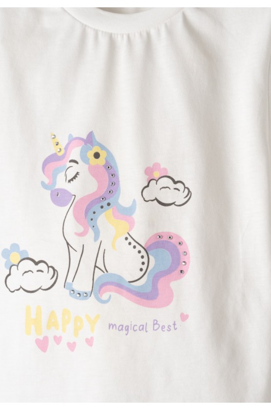 Μπλούζα  κοντομάνικη για μικρά κορίτσια EBITA 266229 Κρεμ