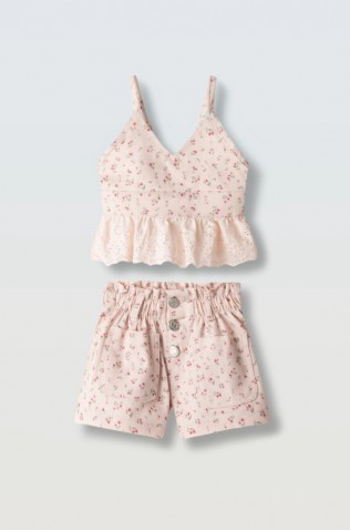 Σετ μπλούζα και σορτσάκι για μικρά κορίτσια EBITA 266230 ροζ 