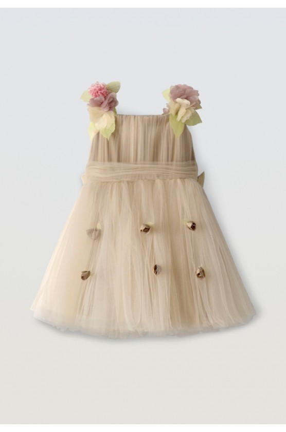 Φόρεμα με τούλι για μικρά κορίτσια EBITA 266232 μπεζ