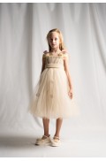 Φόρεμα με τούλι για μικρά κορίτσια EBITA 266232 μπεζ