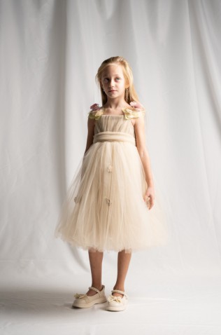 Φόρεμα με τούλι για μικρά κορίτσια EBITA 266232 μπεζ