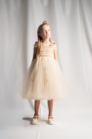 Φόρεμα με τούλι για μικρά κορίτσια EBITA 266232 μπεζ
