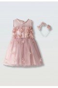 Φόρεμα με τούλι αμάνικο  για μικρά κορίτσια EBITA 266233 ροζ