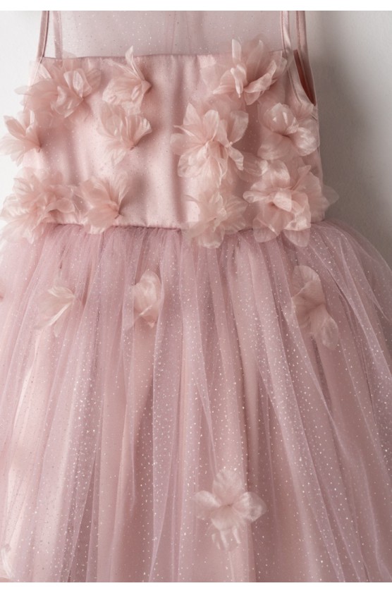 Φόρεμα με τούλι αμάνικο  για μικρά κορίτσια EBITA 266233 ροζ