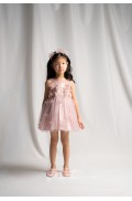 Φόρεμα με τούλι αμάνικο  για μικρά κορίτσια EBITA 266233 ροζ