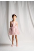 Φόρεμα με τούλι αμάνικο  για μικρά κορίτσια EBITA 266233 ροζ