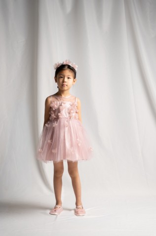 Φόρεμα με τούλι αμάνικο  για μικρά κορίτσια EBITA 266233 ροζ