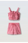 Σετ μπλούζα αμάνικη με σορτς για μικρά κορίτσια EBITA 266238 ροζ- φούξια
