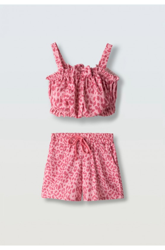 Σετ μπλούζα αμάνικη με σορτς για μικρά κορίτσια EBITA 266238 ροζ- φούξια