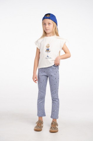 Σετ μπλούζα  με κολάν καμπάνα για κορίτσια EBITA 266249 λευκό- γαλάζιο