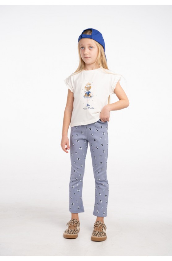 Σετ μπλούζα  με κολάν καμπάνα για κορίτσια EBITA 266249 λευκό- γαλάζιο