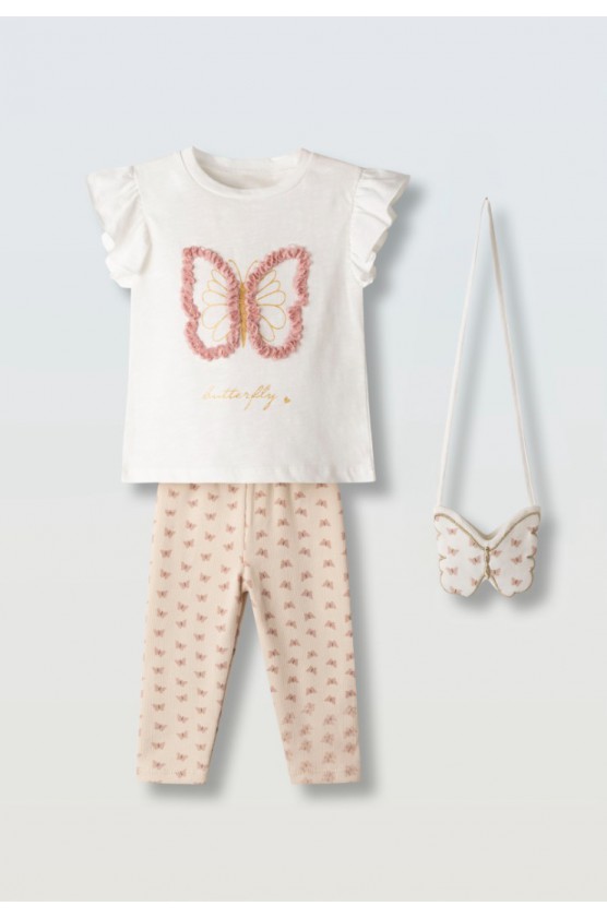 Σετ μπλούζα  με κολάν και τσαντάκι για κορίτσια EBITA 266251 λευκό