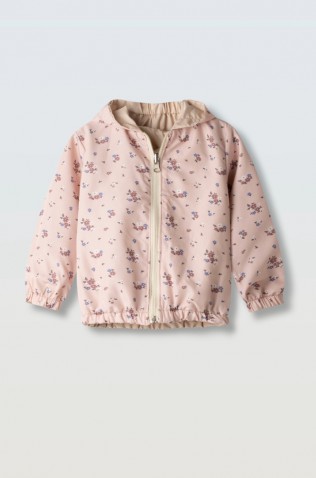 Μπουφάν αντιανεμικό 2 όψεων  για  μικρά κορίτσια EBITA 266255 μπεζ- ροζ