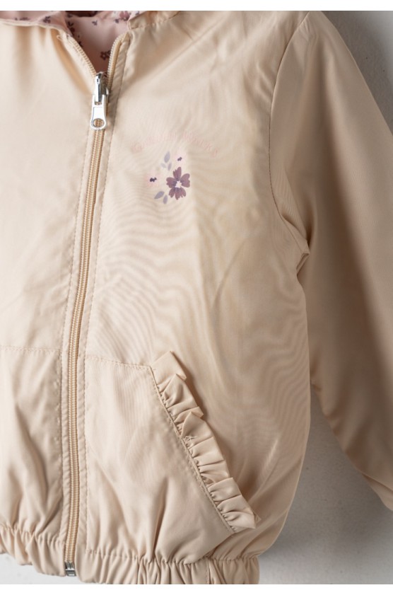 Μπουφάν αντιανεμικό 2 όψεων  για  μικρά κορίτσια EBITA 266255 μπεζ- ροζ