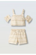 Σετ μπλούζα  και σορτσάκι για μικρά κορίτσια EBITA 266257 μπεζ- χρυσό