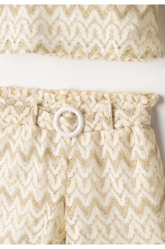 Σετ μπλούζα  και σορτσάκι για μικρά κορίτσια EBITA 266257 μπεζ- χρυσό