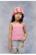 Σετ πλεκτό μπλουζάκι και τζιν σορτς  για μικρά κορίτσια EBITA 2662580 ροζ