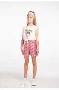 Σετ μπλούζα αμάνικη με σορτς για μικρά κορίτσια EBITA 266260 λευκό-φούξια