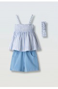 Σετ μπλούζα αμάνικη με σορτς για μικρά κορίτσια EBITA 266261 γαλάζιο