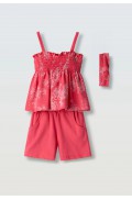 Σετ μπλούζα αμάνικη με σορτς για μικρά κορίτσια EBITA 266262 φούξια