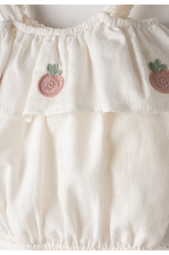 Σετ μπλουζάκι αμάνικο και σορτσάκι τζιν για μικρά κορίτσια EBITA 266265 λευκό