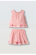 Σετ μπλούζα και σορτσάκι για μικρά κορίτσια EBITA 266274  κοραλί