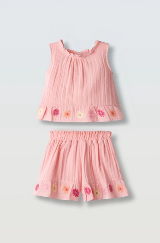 Σετ μπλούζα και σορτσάκι για μικρά κορίτσια EBITA 266274  κοραλί