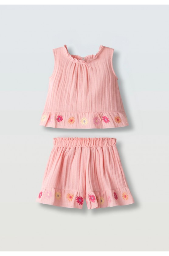 Σετ μπλούζα και σορτσάκι για μικρά κορίτσια EBITA 266274  κοραλί