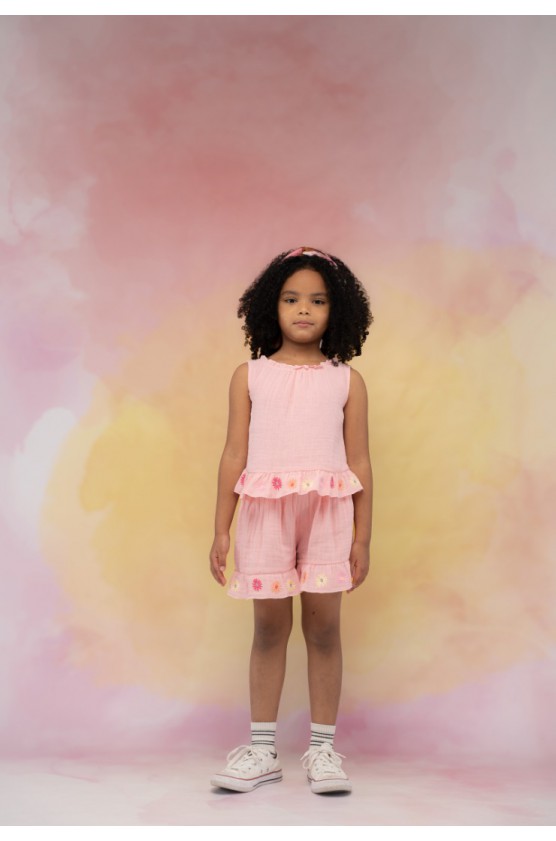 Σετ μπλούζα και σορτσάκι για μικρά κορίτσια EBITA 266274  κοραλί