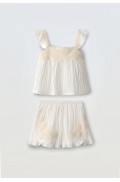 Σετ μπλούζα  και σορτσάκι για μικρά κορίτσια EBITA 266275 μπεζ