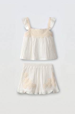 Σετ μπλούζα  και σορτσάκι για μικρά κορίτσια EBITA 266275 μπεζ