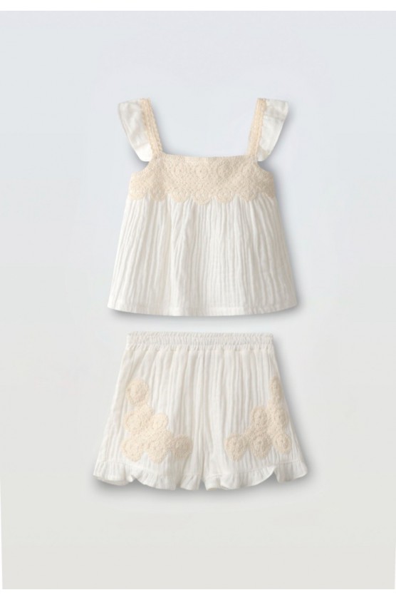 Σετ μπλούζα  και σορτσάκι για μικρά κορίτσια EBITA 266275 μπεζ