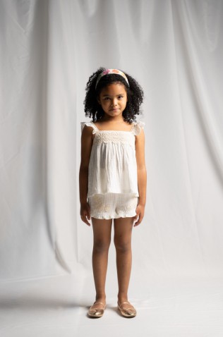 Σετ μπλούζα  και σορτσάκι για μικρά κορίτσια EBITA 266275 μπεζ