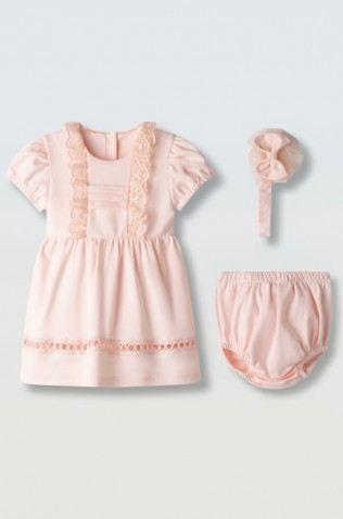 Σετ φόρεμα ,φουφουλίτσα και κορδέλα για μικρό κορίτσι ΕΒΙΤΑ 266502 σομόν