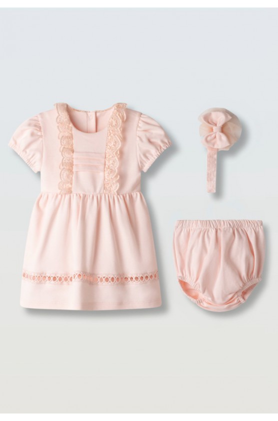 Σετ φόρεμα ,φουφουλίτσα και κορδέλα για μικρό κορίτσι ΕΒΙΤΑ 266502 σομόν