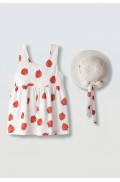 Σετ Φόρεμα  με καπέλο για μικρά κορίτσια EBITA 266508 λευκό- κόκκινο