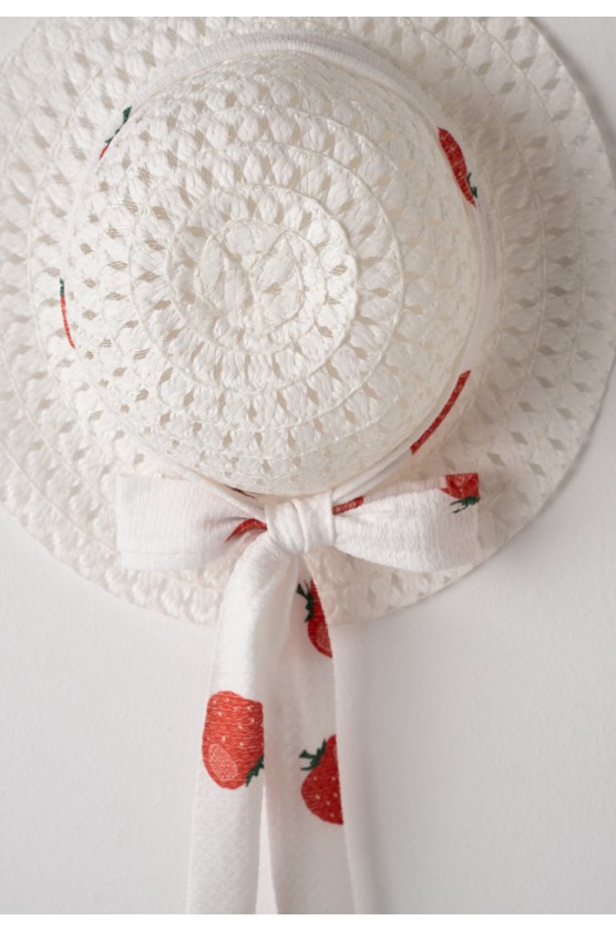 Σετ Φόρεμα  με καπέλο για μικρά κορίτσια EBITA 266508 λευκό- κόκκινο