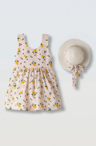 Σετ Φόρεμα  με καπέλο για μικρά κορίτσια EBITA 266509 πολύχρωμο