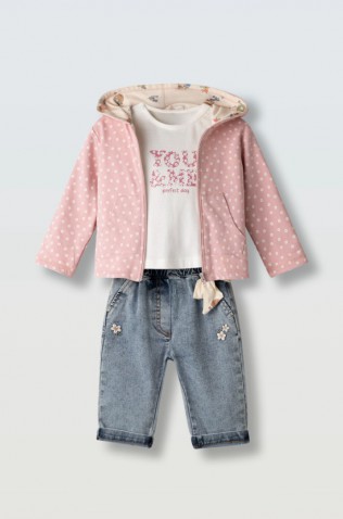 Βρεφικό Σετ 3τμχ για μικρό κορίτσι ΕΒΙΤΑ 266511 ροζ