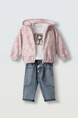 Βρεφικό Σετ 3τμχ για μικρό κορίτσι ΕΒΙΤΑ 266512 ροζ